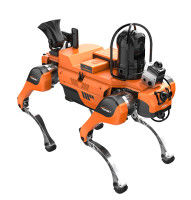 Czteronożny robot rozpoznawczy ogniowy krzyczy oświetlenie ostrzeżenie pickup