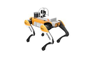 Elektryczny robot-pies czworonożny do inspekcji (szczeniak + samoorganizująca się sieć + nawigacja laserowa + przemysłowy komputer sterujący + dwuosiowy optyczny gimbal)