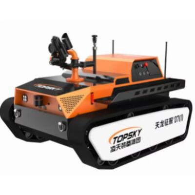 Robot gaśniczy z funkcją samozasysania o stopniu ochrony IP68, maksymalnej wysokości roboczej 20,5 m i maksymalnym natężeniu przepływu 30,3 l/s